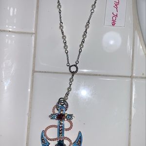 Betsey Johnson Anchor Necklace with pearl charms